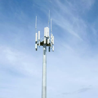 Tháp thép đơn cực 35m Viễn thông mạ kẽm cao với 3 nền tảng